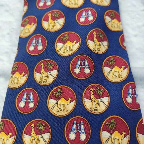 Safari Navy Silk Tie by Salvatore Ferragamo - Picture 3 of 12